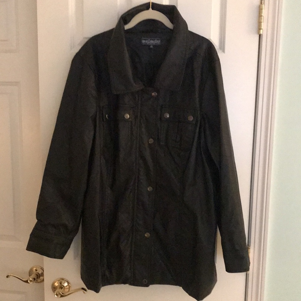 Lane Crawford Black Faux Leather Coat  Siz…